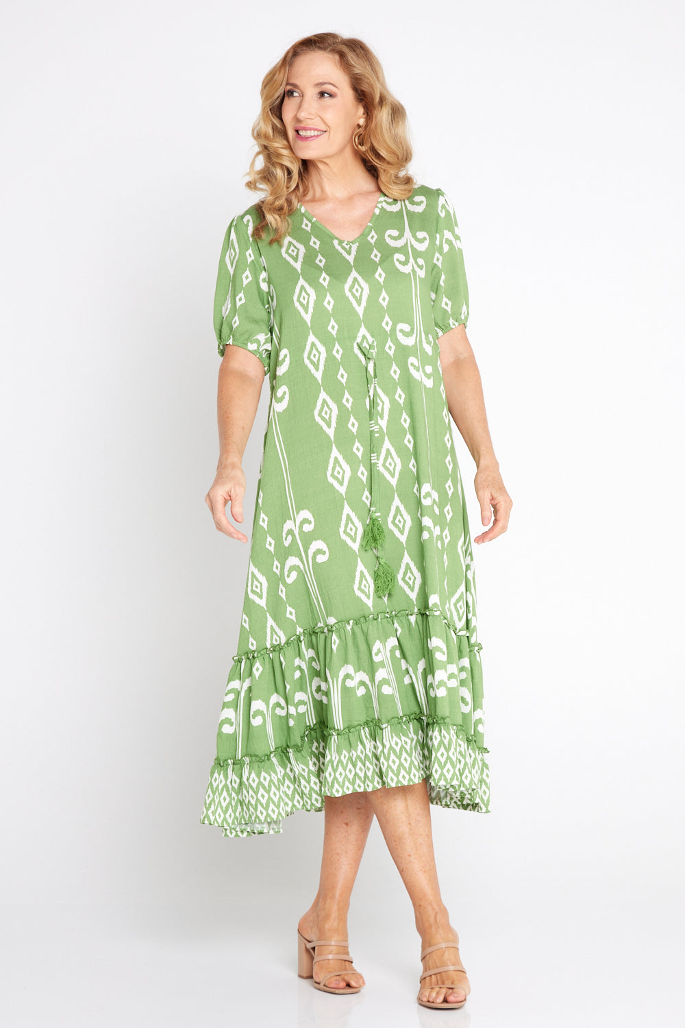 Gulia Dress Green & Blue Stripe