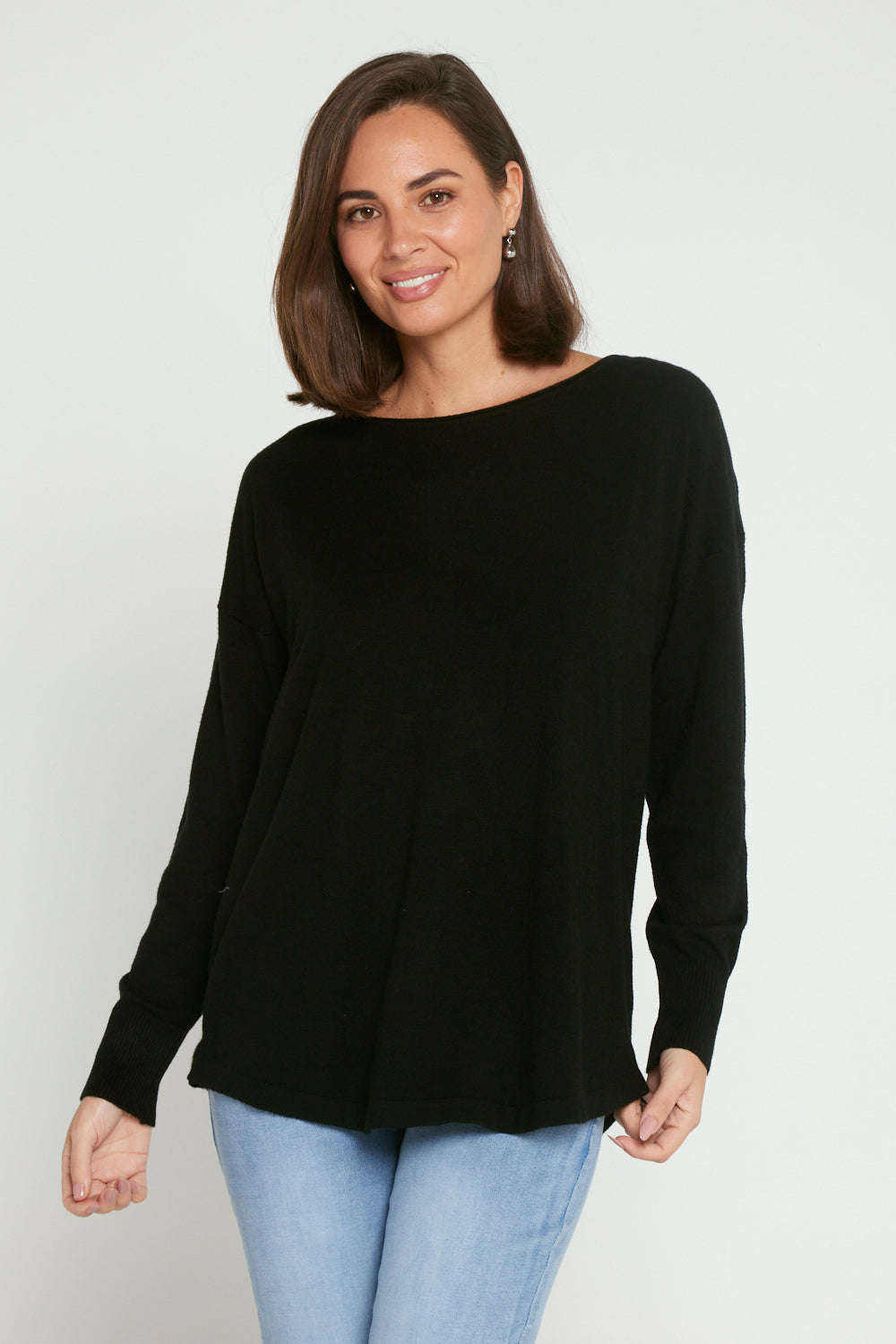 Black soft knit jumper clearance