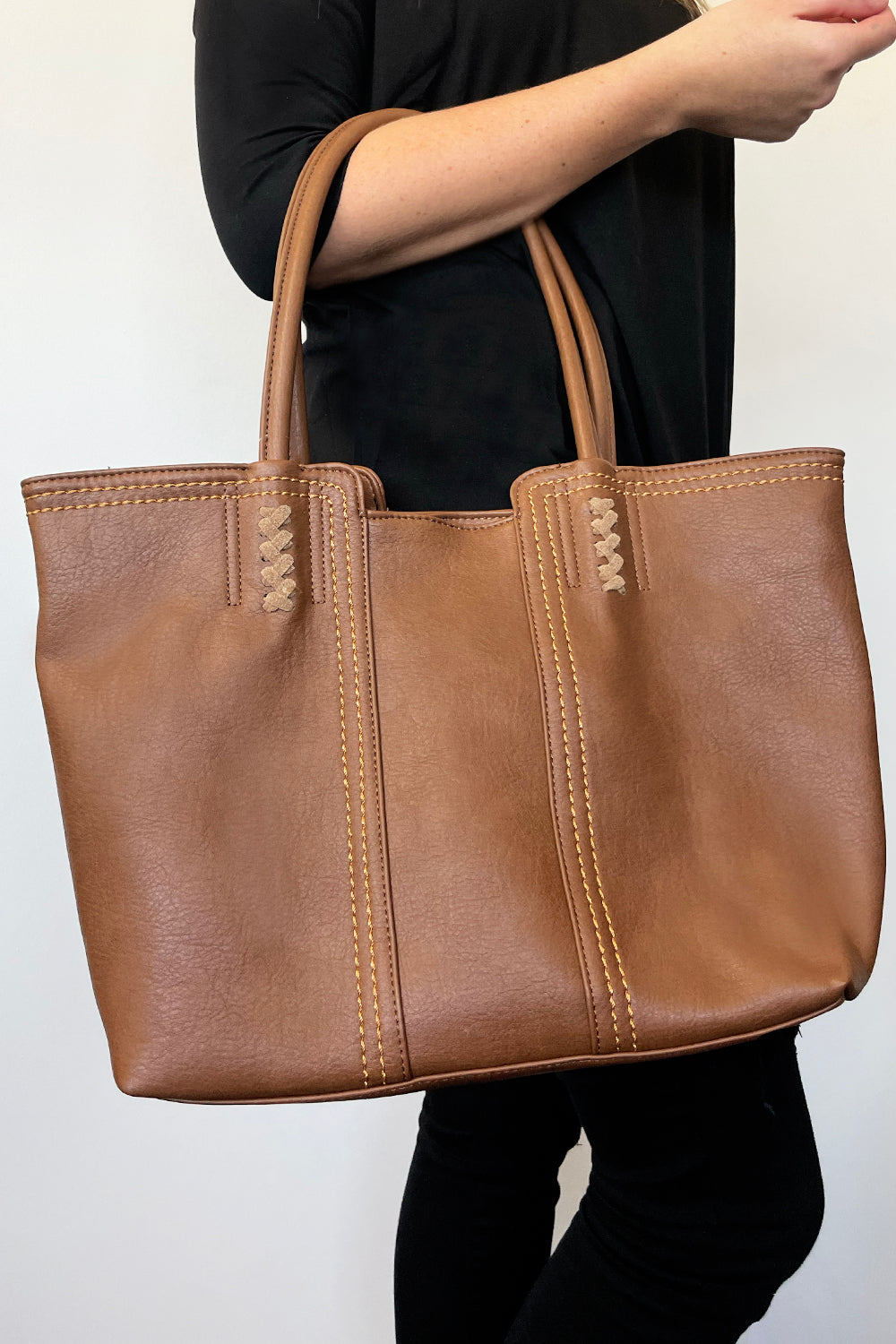 Odina Tote Bag & Clutch - Brown