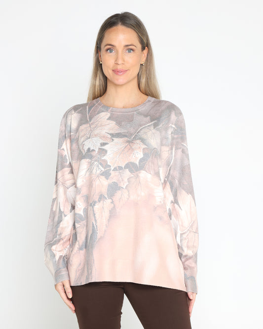 Kinley Cashmere & Cotton Knit - Cocoa Autumn Leaves