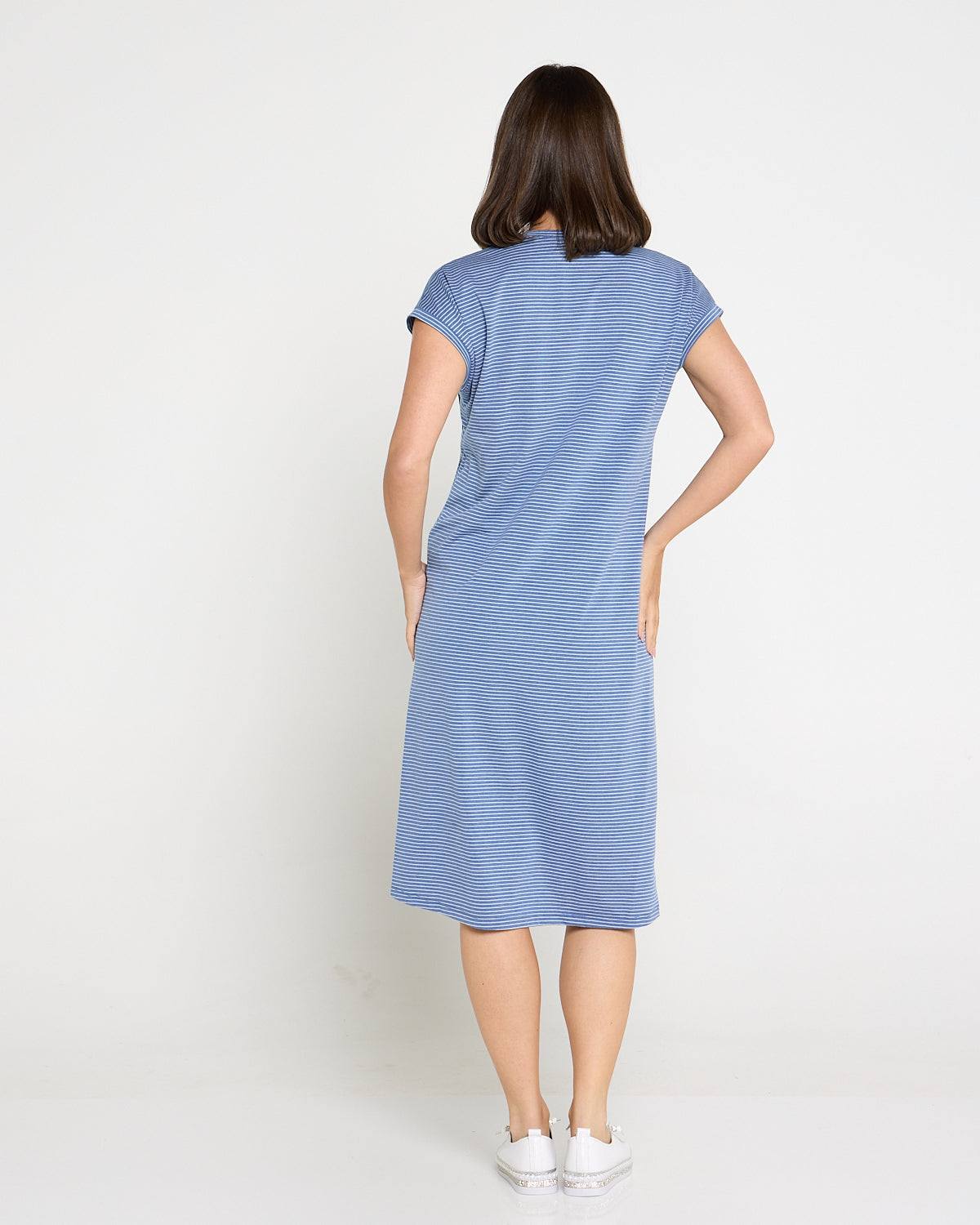 T-Shirt Travel Dress by Cordelia St - Blue Stripe