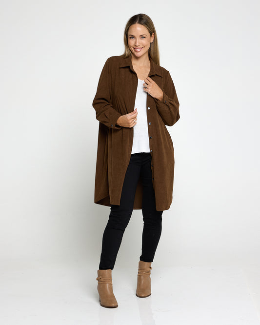 Parmila Corduroy Overshirt - Chocolate Brown