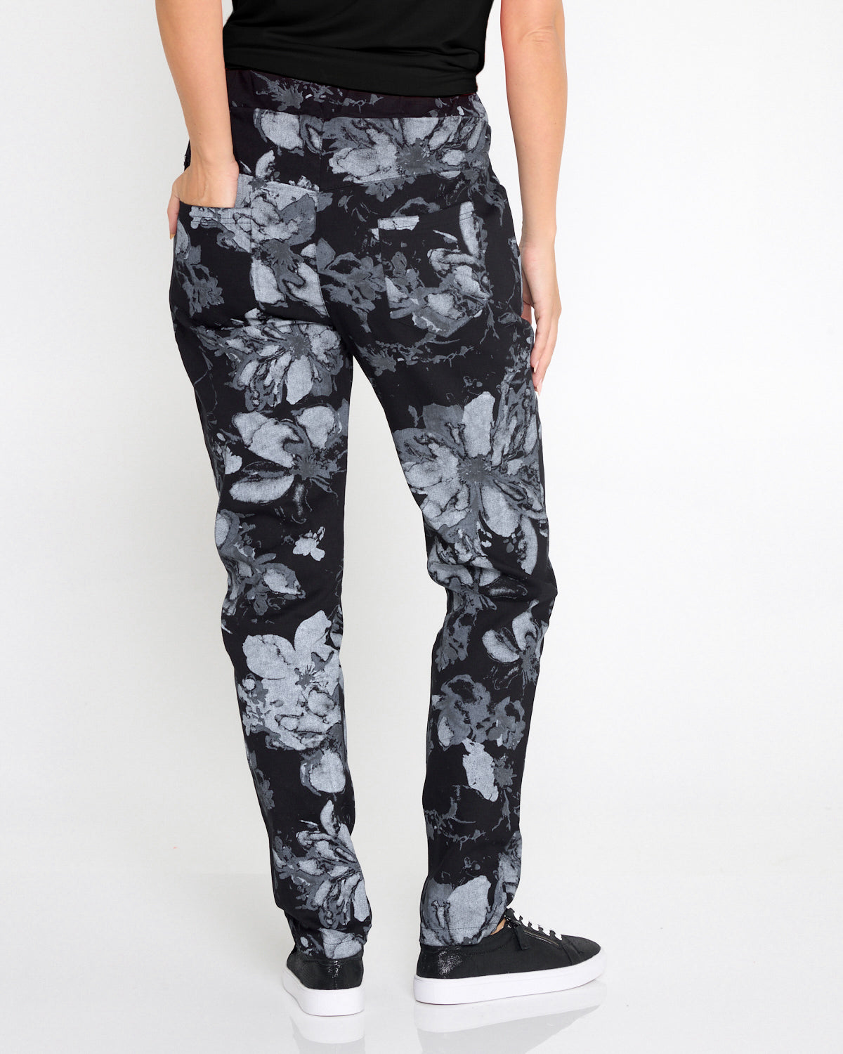 Alda Stretch Cotton Pants - Midnight Bloom