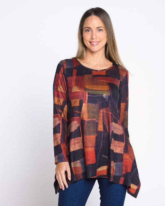 Printed Andrea Top - Russet Patchwork