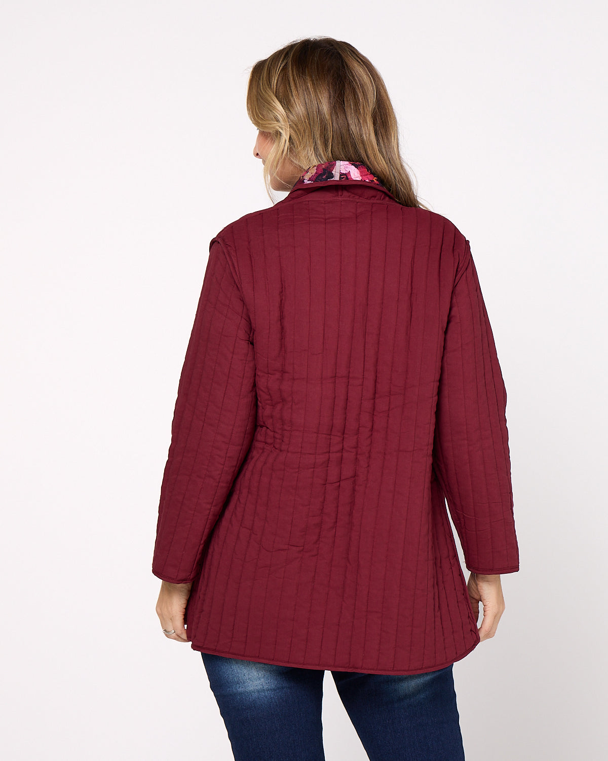 Quinn Reversible Quilted Jacket - Burgundy Bloom