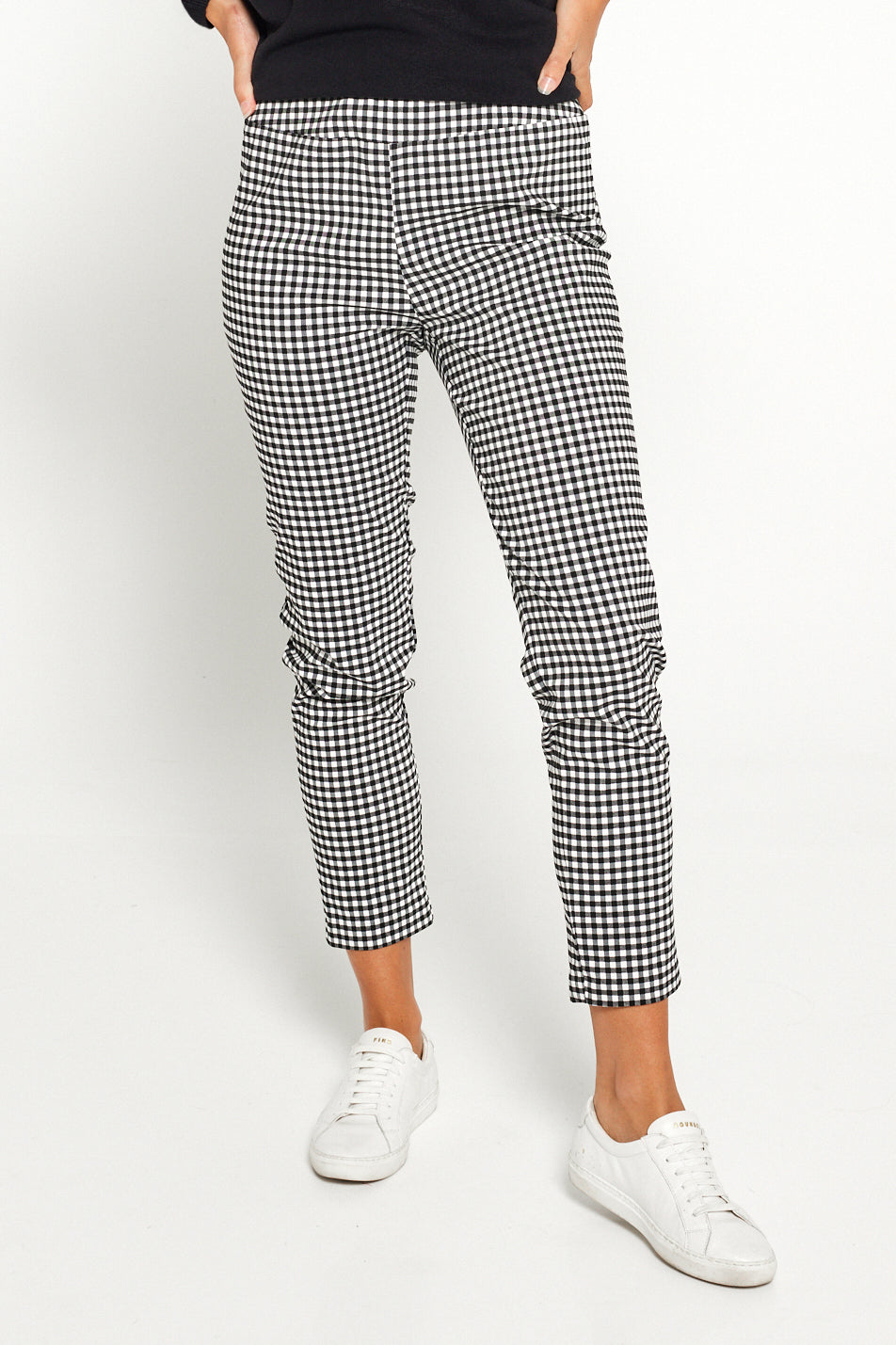 White Gingham Pants Outfit Black And White Chequered Trousers