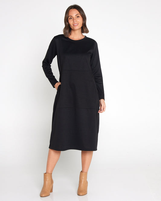 Rita Pocket Ponte Dress - Black