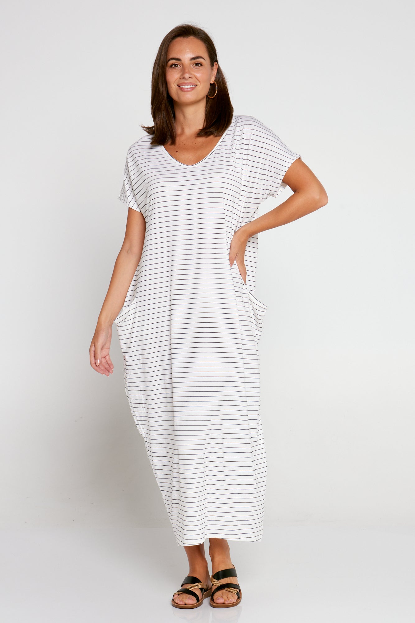 Rowan Dress - White Stripe