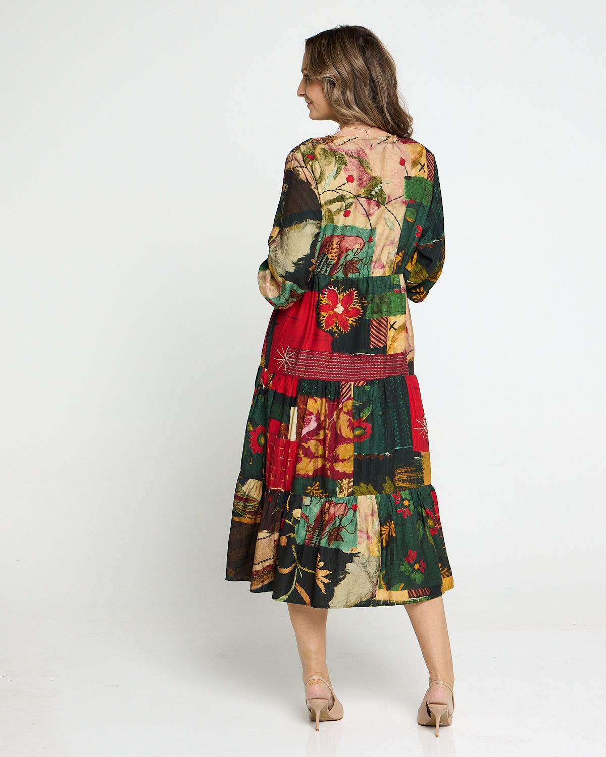 Rowena Dress - Forest Collage