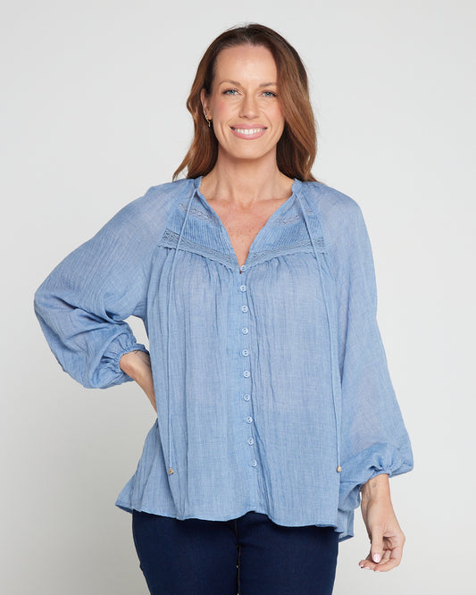 Byron Blouse - Denim Sky