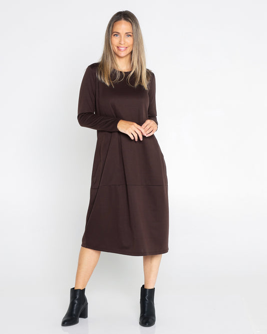 Rita Pocket Ponte Dress - Chocolate