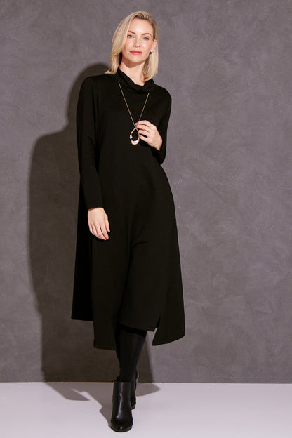 Margie Cowl Pocket Dress - Black