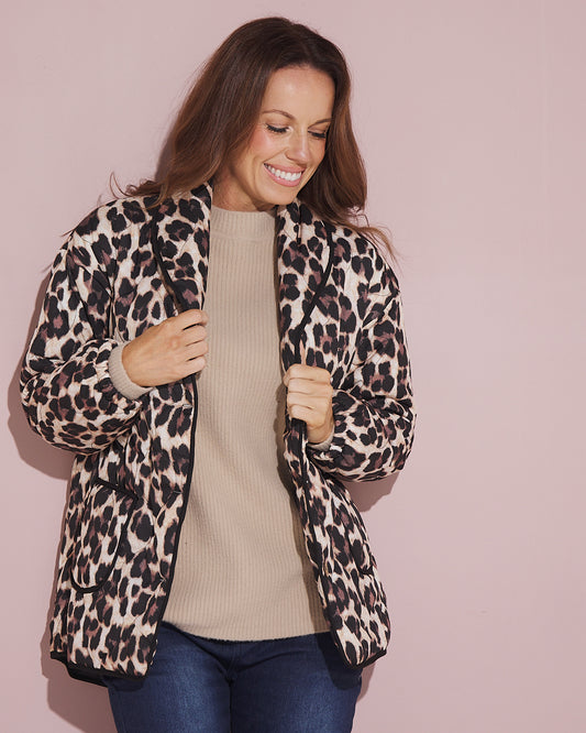 Lark Puffer Jacket - Leopard