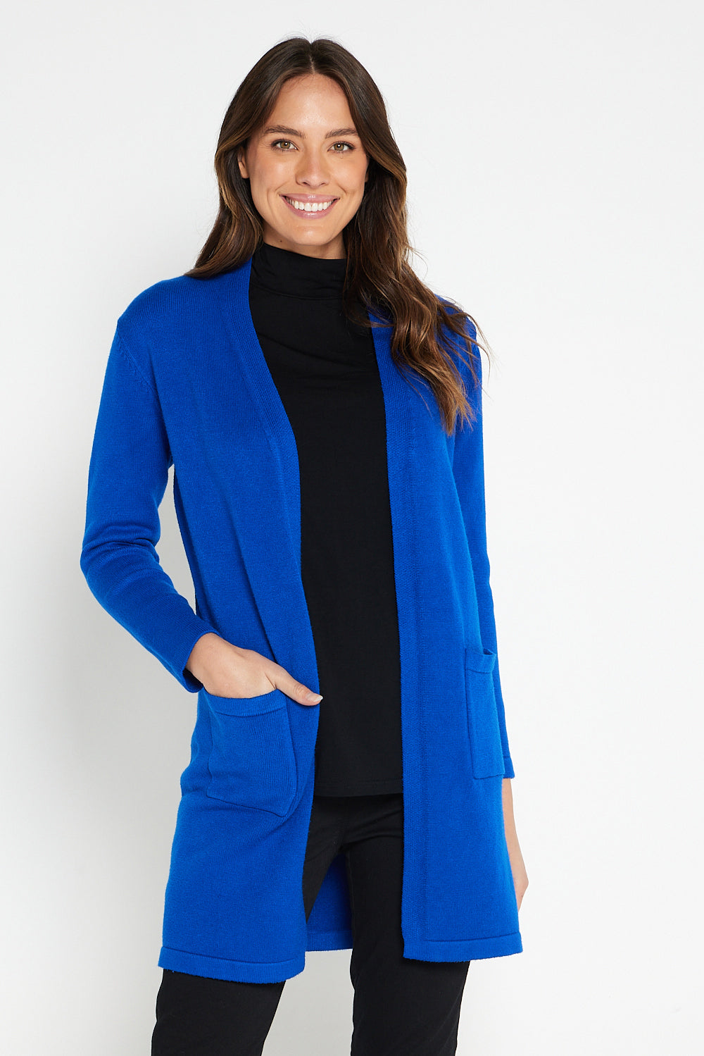 Salima Cardigan Blue Mature Women's Winter Knitwear – TULIO