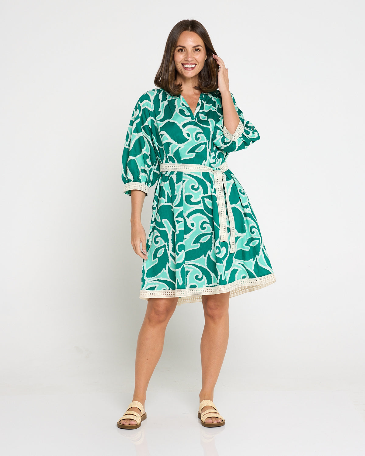 Santiago Tunic Shirt Dress - Teal/Jade Swirl