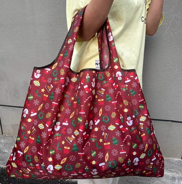 Large Reusable Shopping Bag - Red Christmas