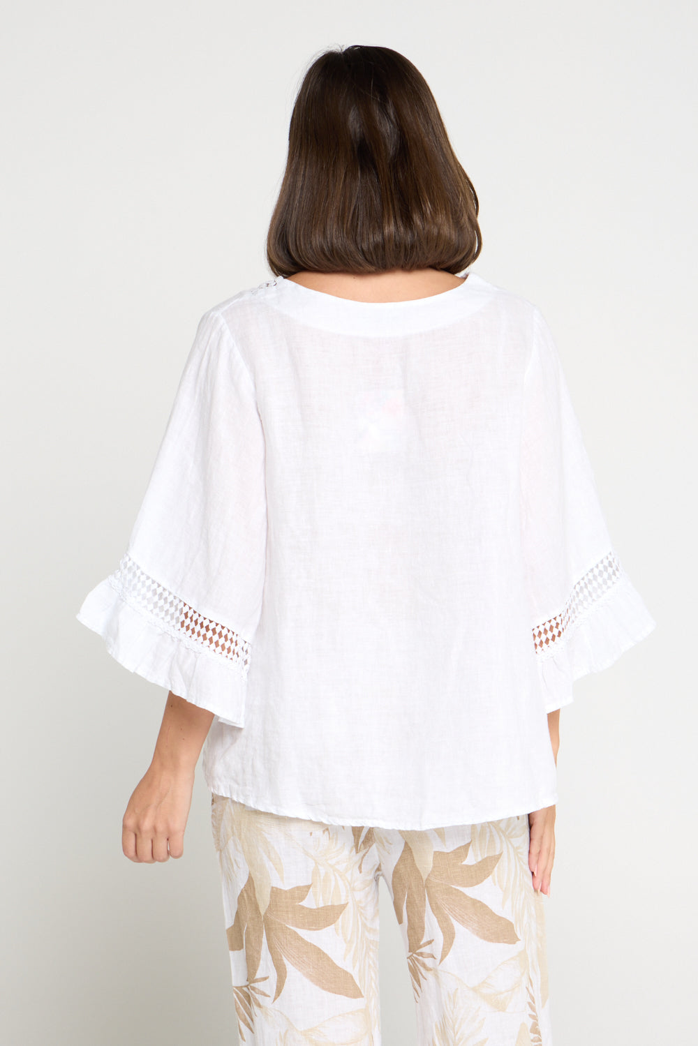 Selena Linen Top - White