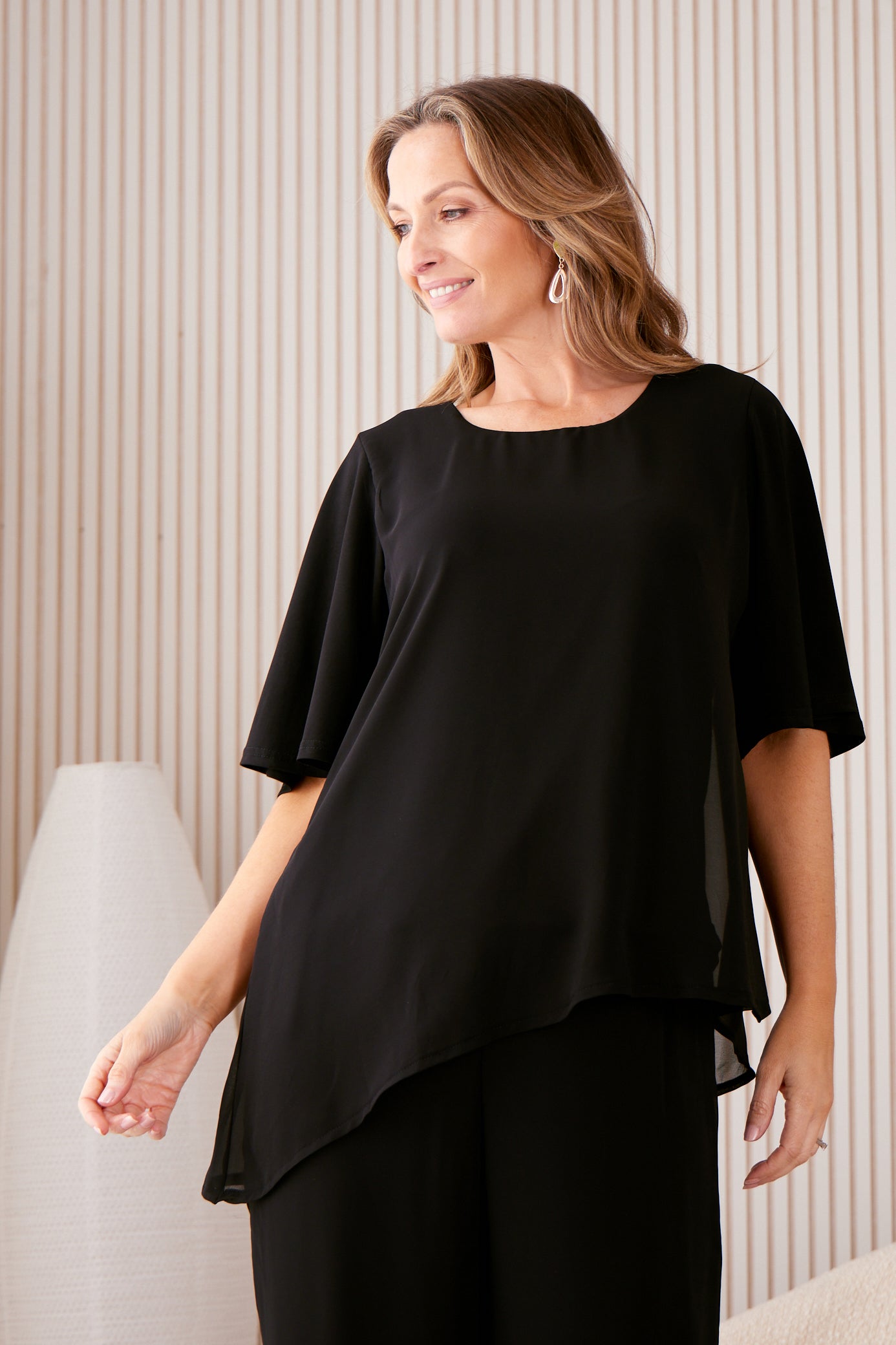 Chiffon Audrey Top Black