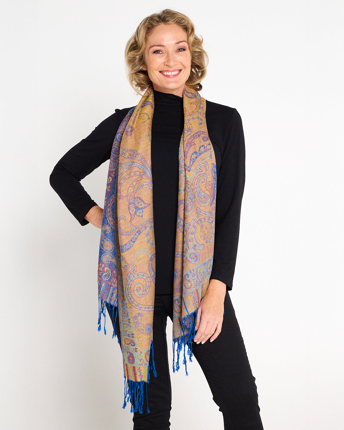 Sitar Reversible Scarf - Lapis Paisley