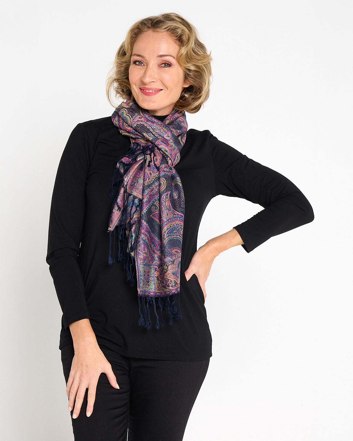 Sitar Reversible Scarf - Amethyst Paisley