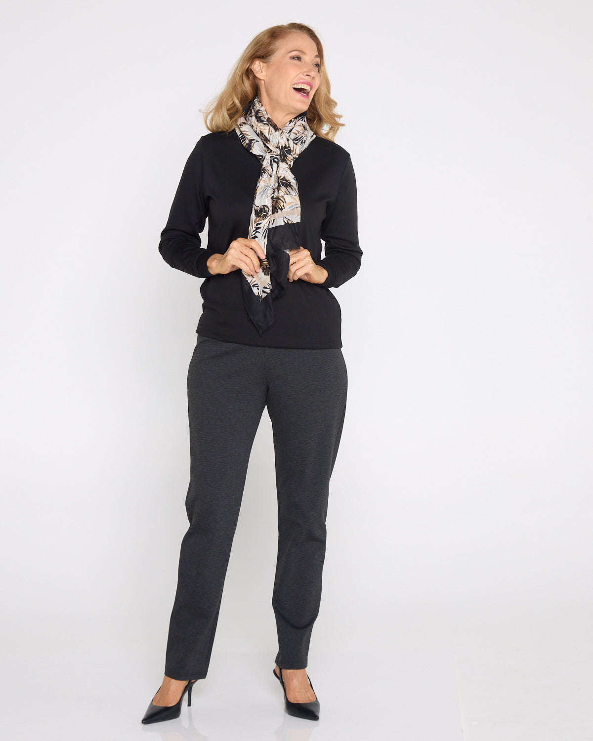 Gianna Ponte Pants - Charcoal Marle