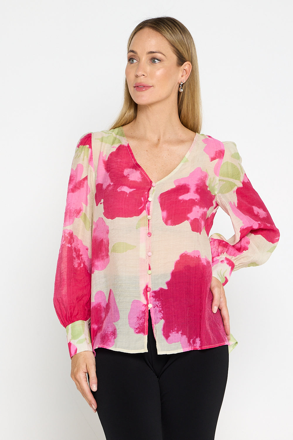 Isadora Blouse - Watercolour Pink Floral
