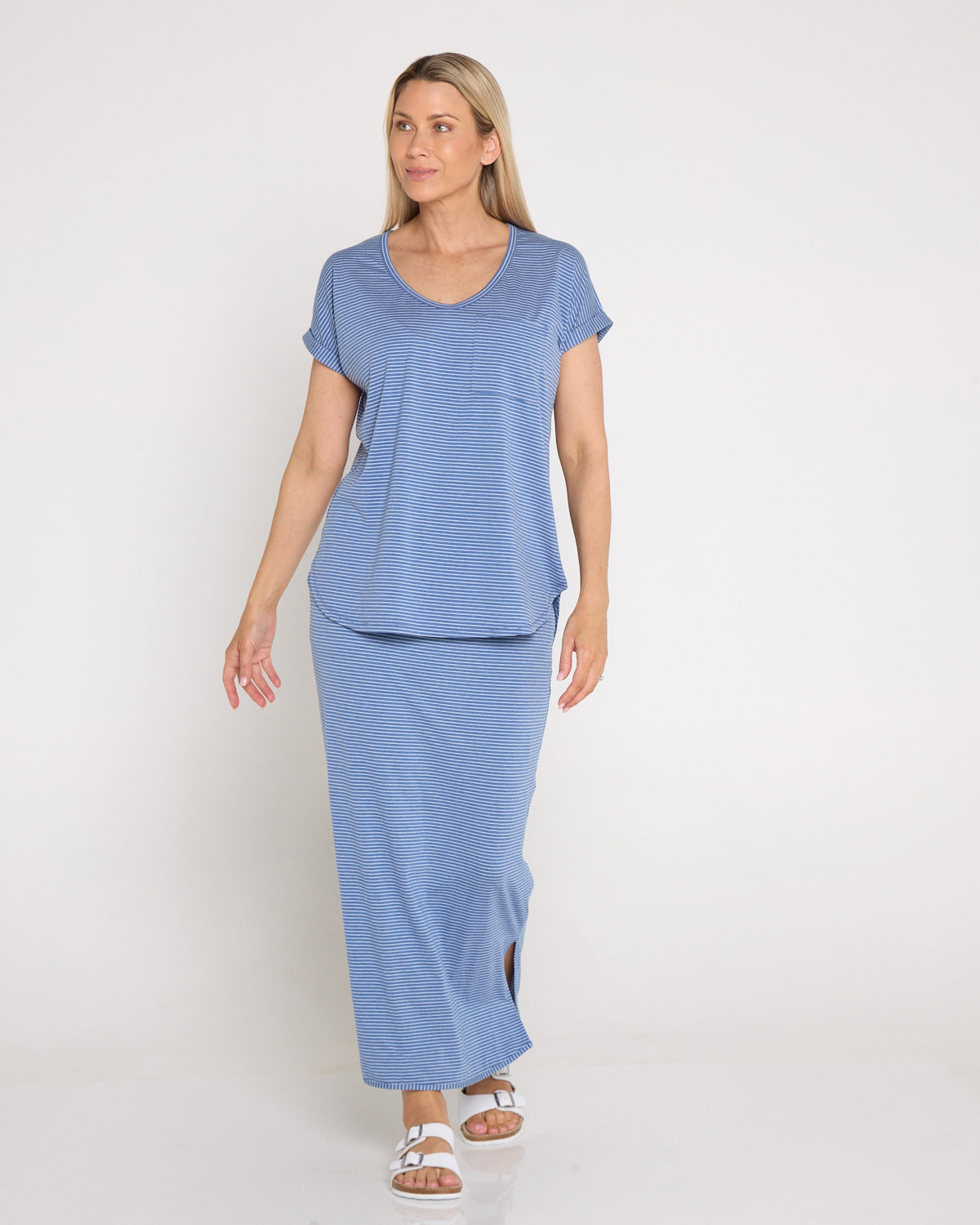 Hestia Travel Tee - Blue Stripe