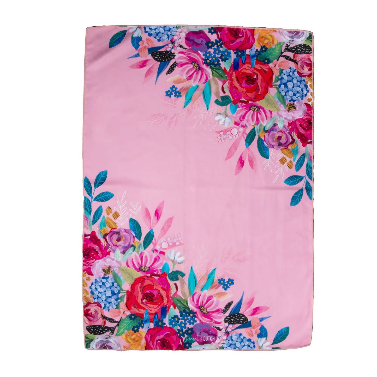 Pink Wildflowers Microfibre Tea Towel