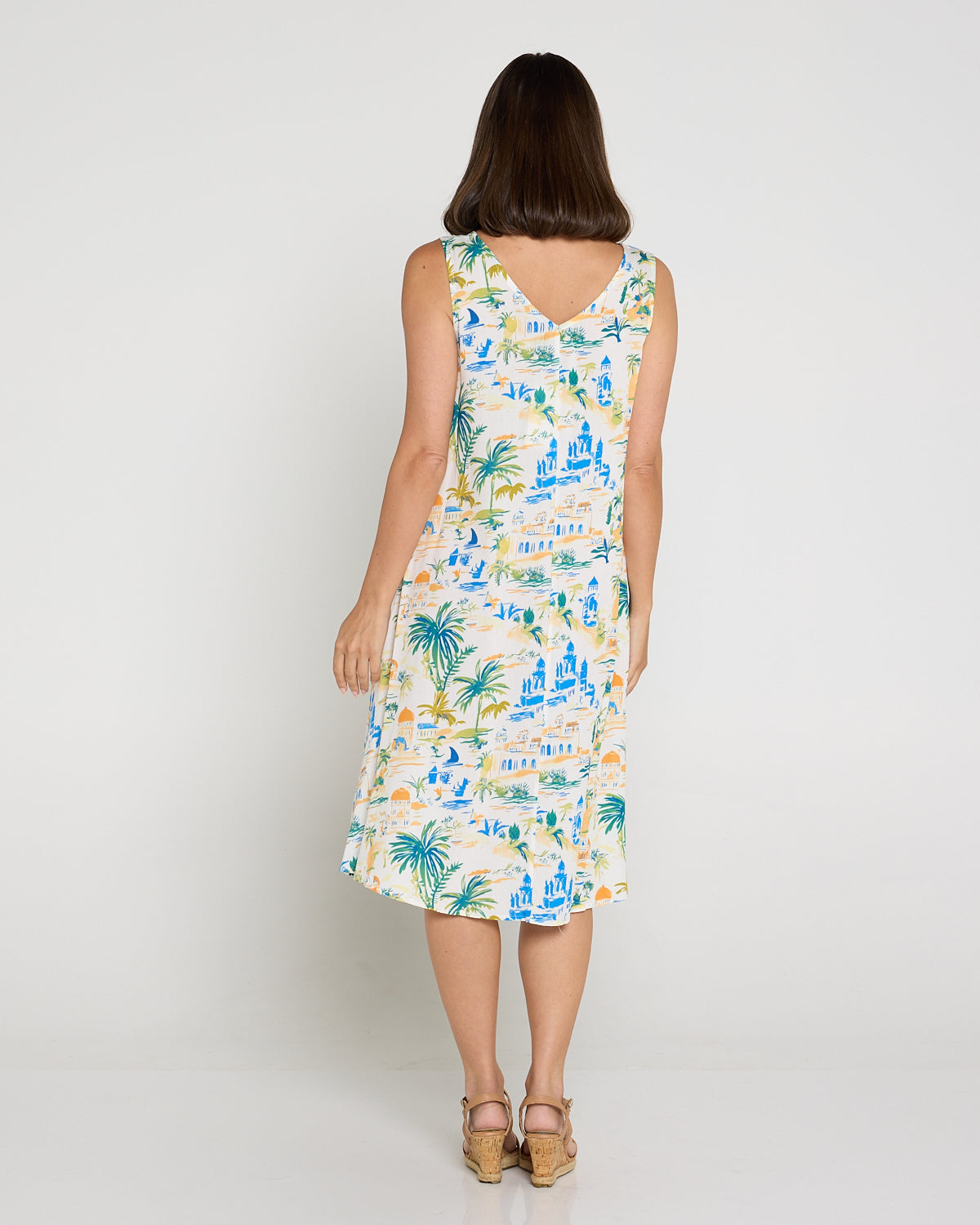 Sienna Sleeveless Lightweight Petite Dress - Tropical Palace