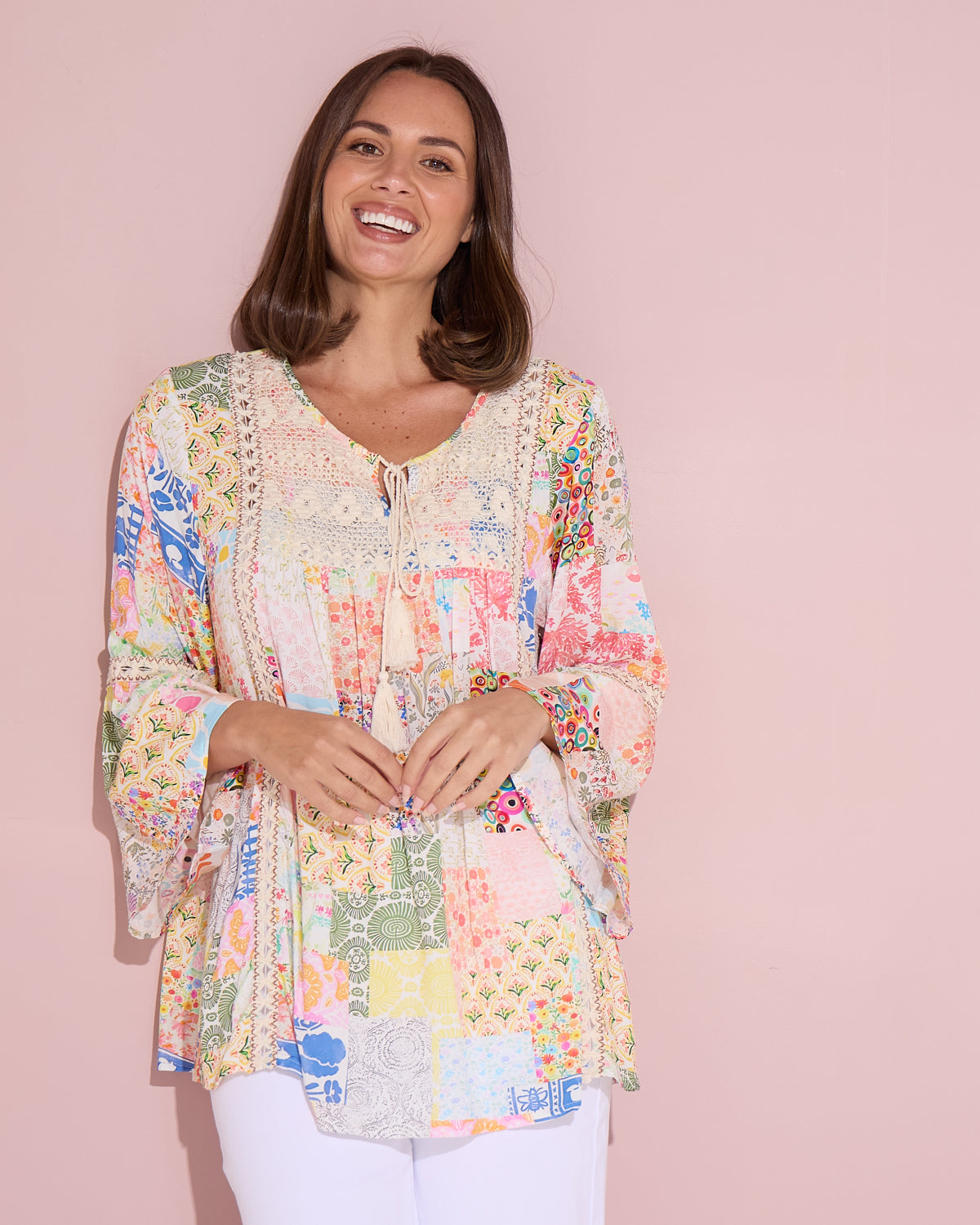 Elodie Boho Top - Sorbet Collage