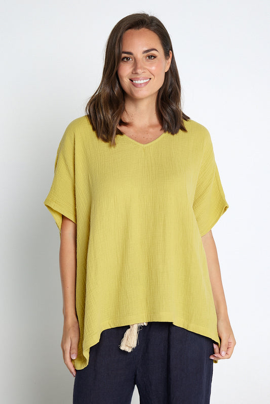 Tahiti Muslin Top - Chartreuse