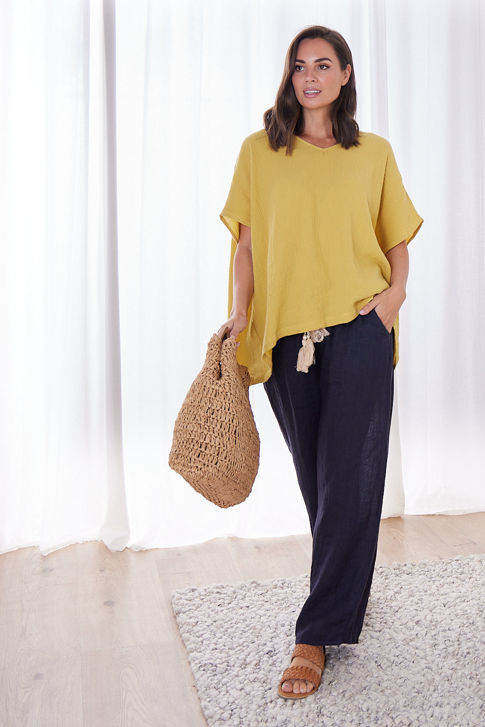 Malory Linen Blend Pants - Sicilian Summer – TULIO Fashion
