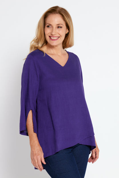 Talia Linen Top - Purple