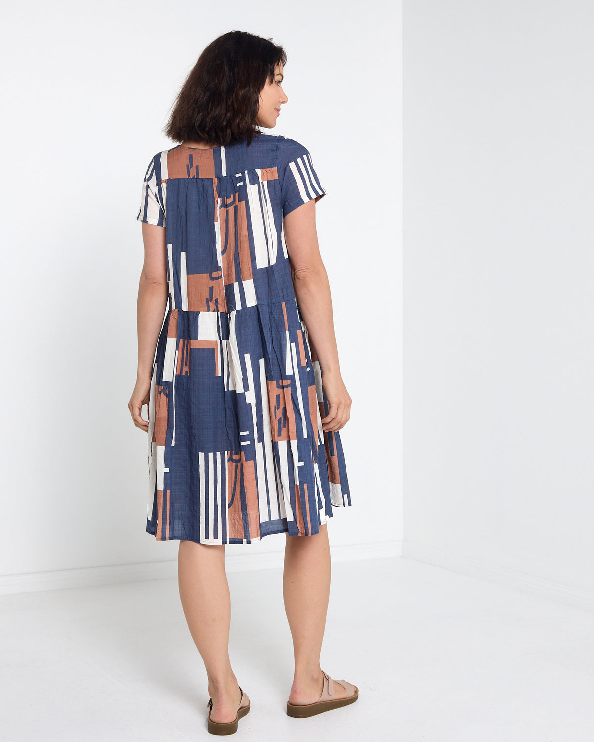 Emery Pintuck Dress - Navy Mosaic