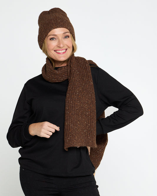 Thredbo Beanie & Scarf Set - Chocolate
