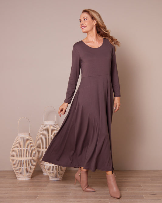 Lux Bamboo Swing Dress - Choc