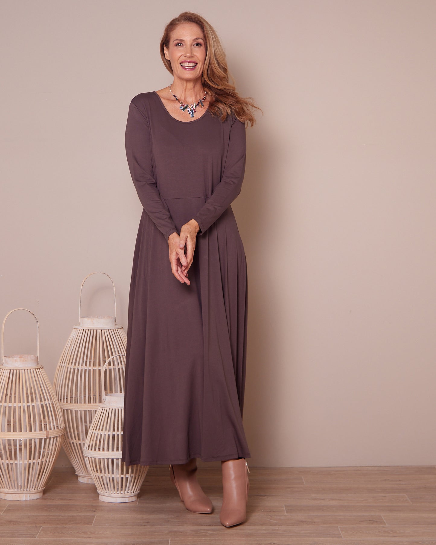 Lux Bamboo Swing Dress - Choc