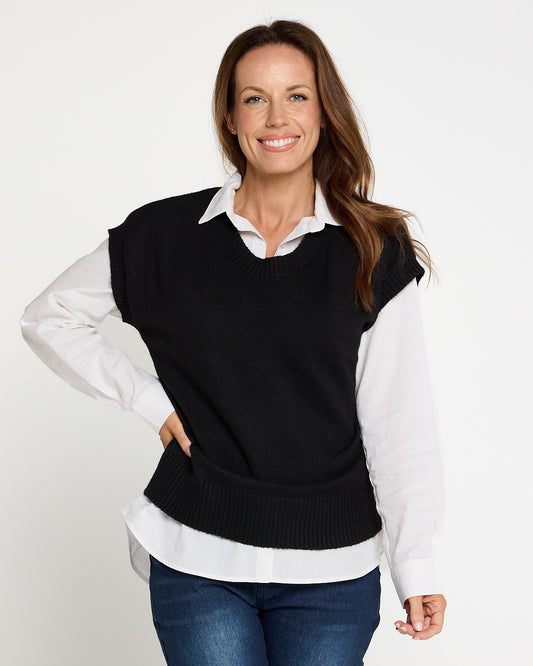 Recycled Knit Vest - Black