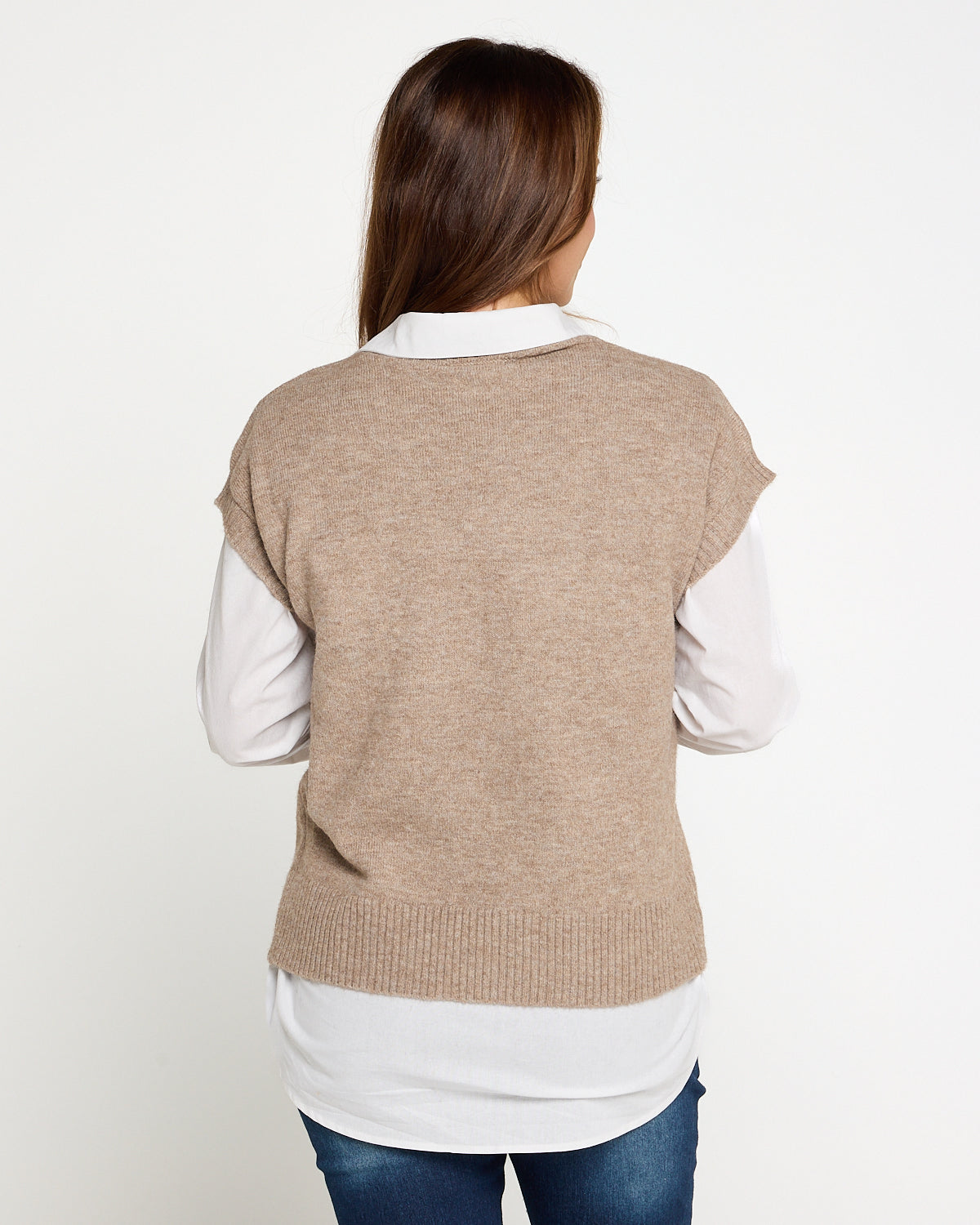 Recycled Knit Vest - Latte