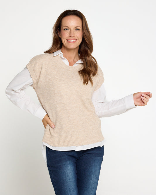 Recycled Knit Vest - Oatmeal