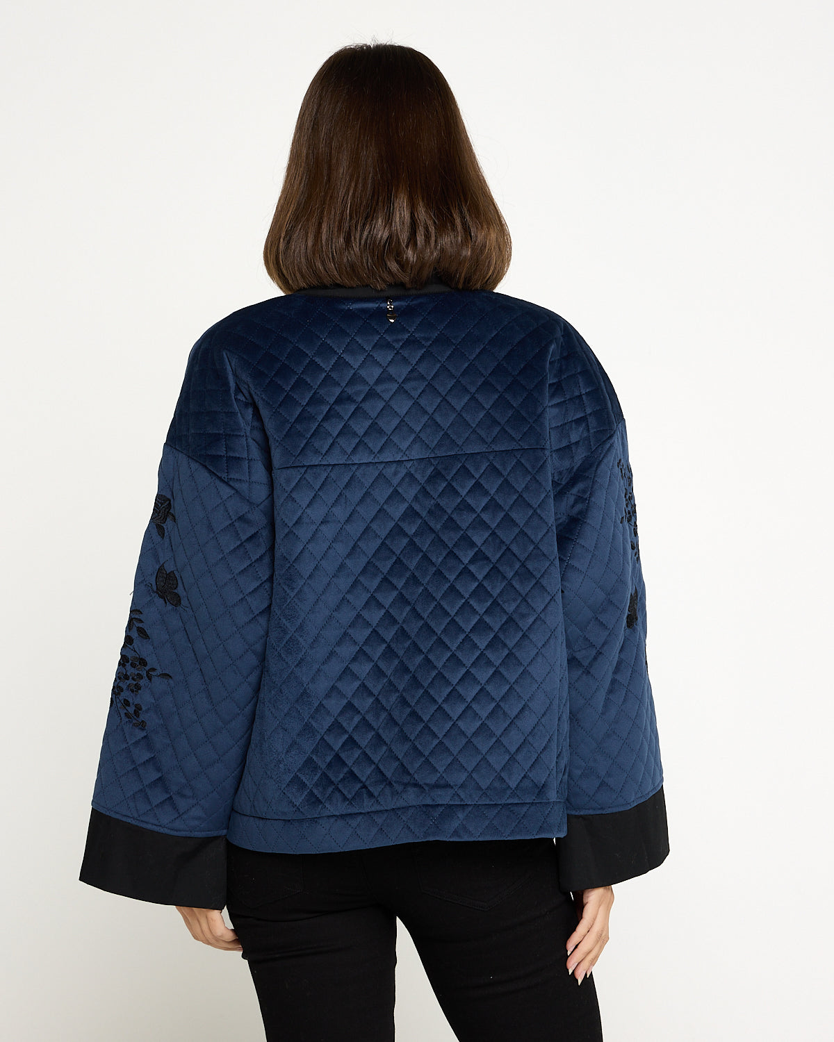Anastasia Quilted Kimono Sleeve Jacket - Navy