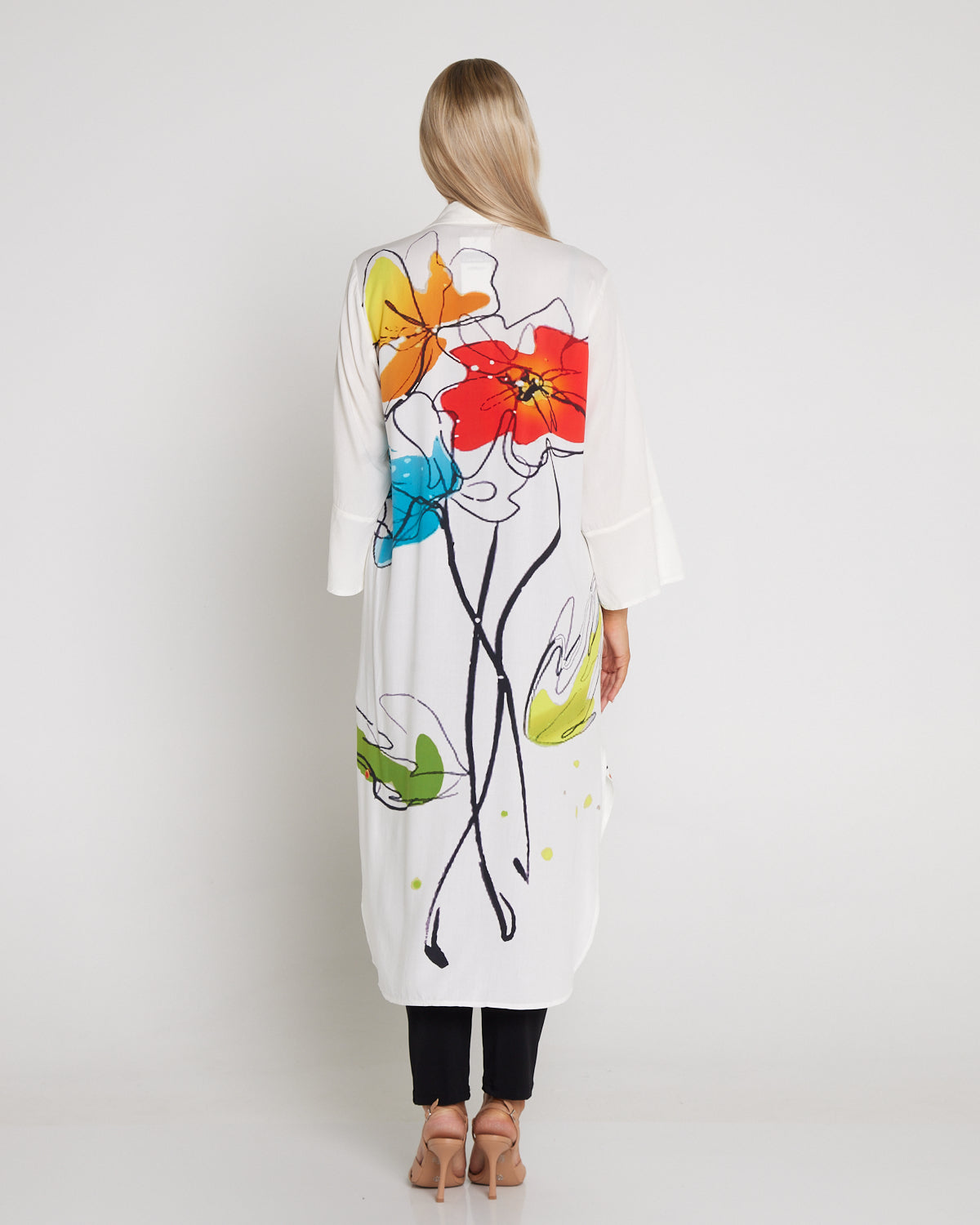 Christina Day to Night Tunic - White/Floral Painting