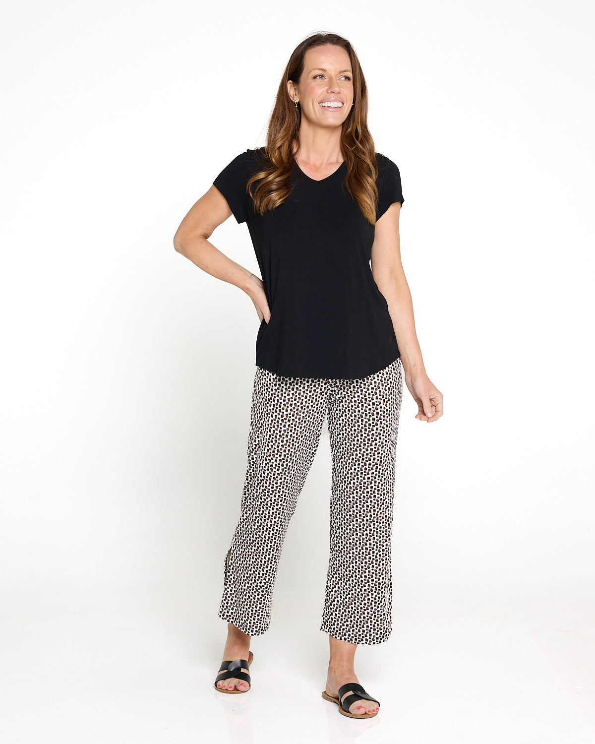 Marlee Soft Jersey Pants - Mocha Print