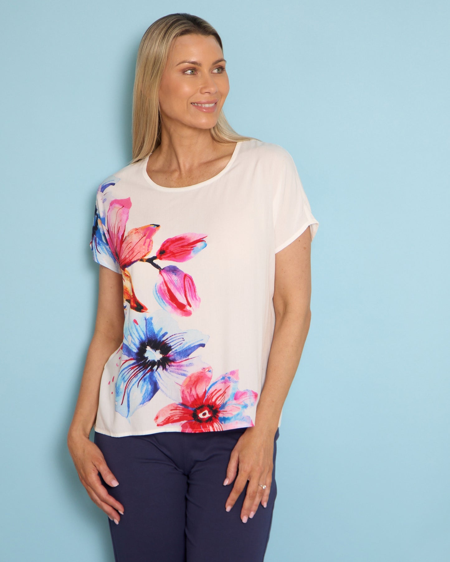Fiona Placement Print Top - White