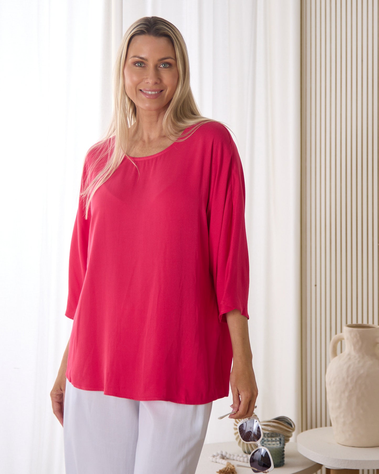 Summer Ease Essential Top - Raspberry
