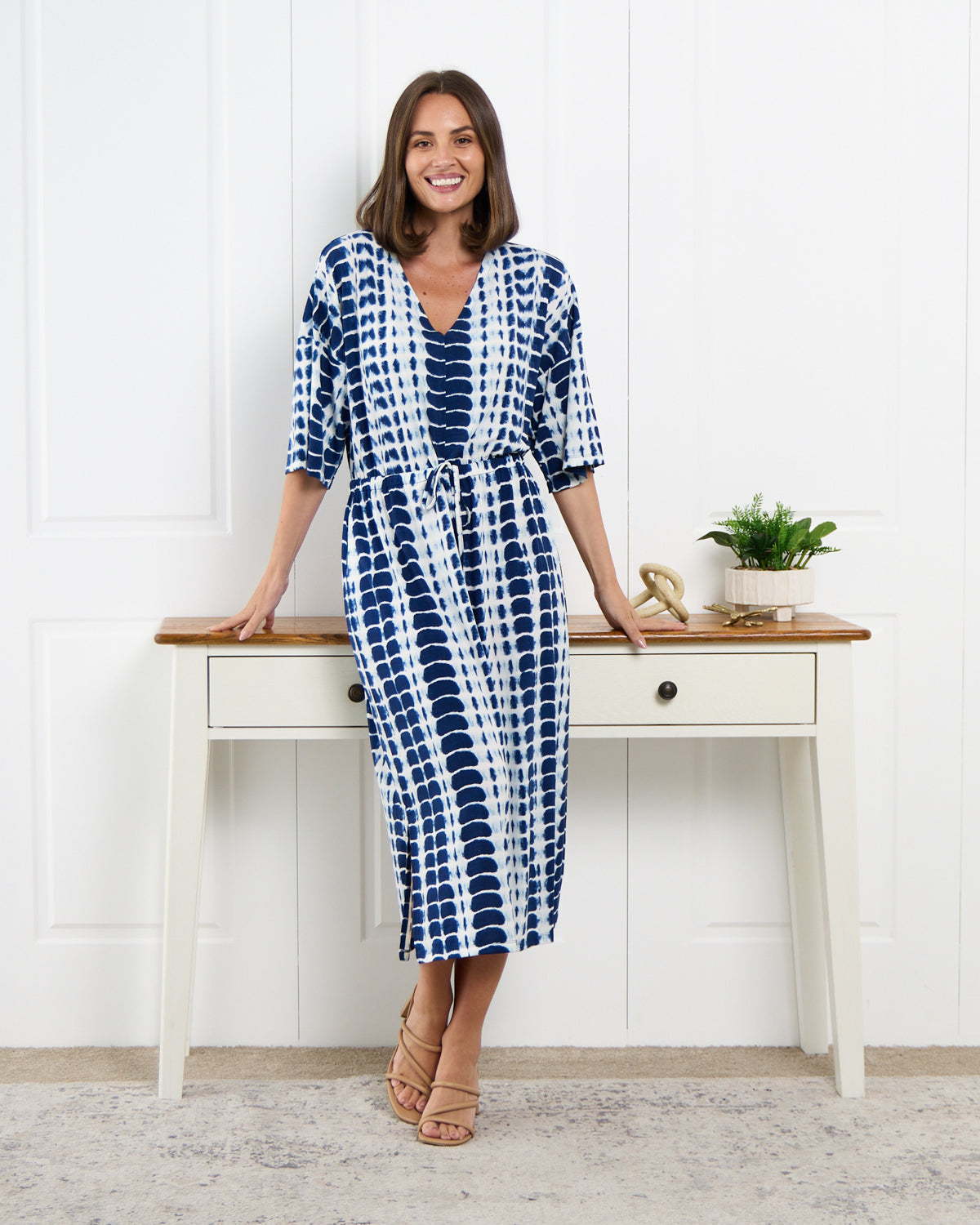 Alayna Kaftan Dress - Navy Tie Dye