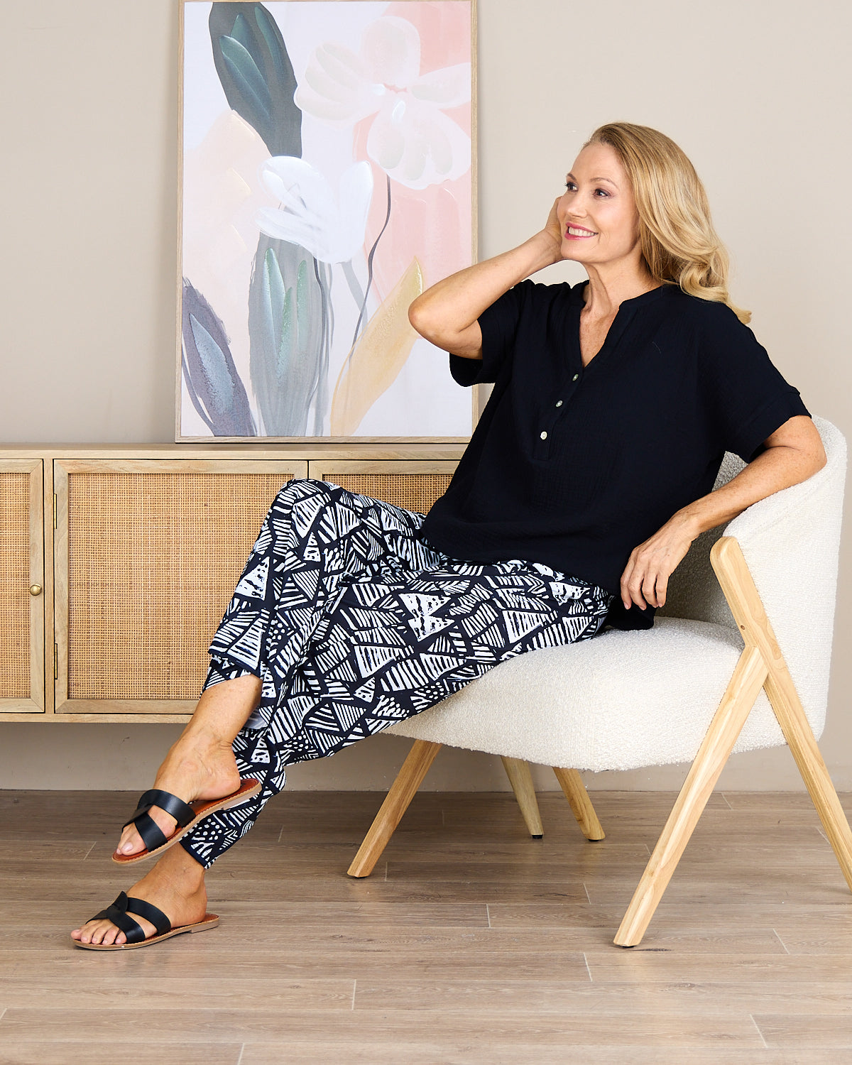 Gracie Cotton Muslin Top - Black