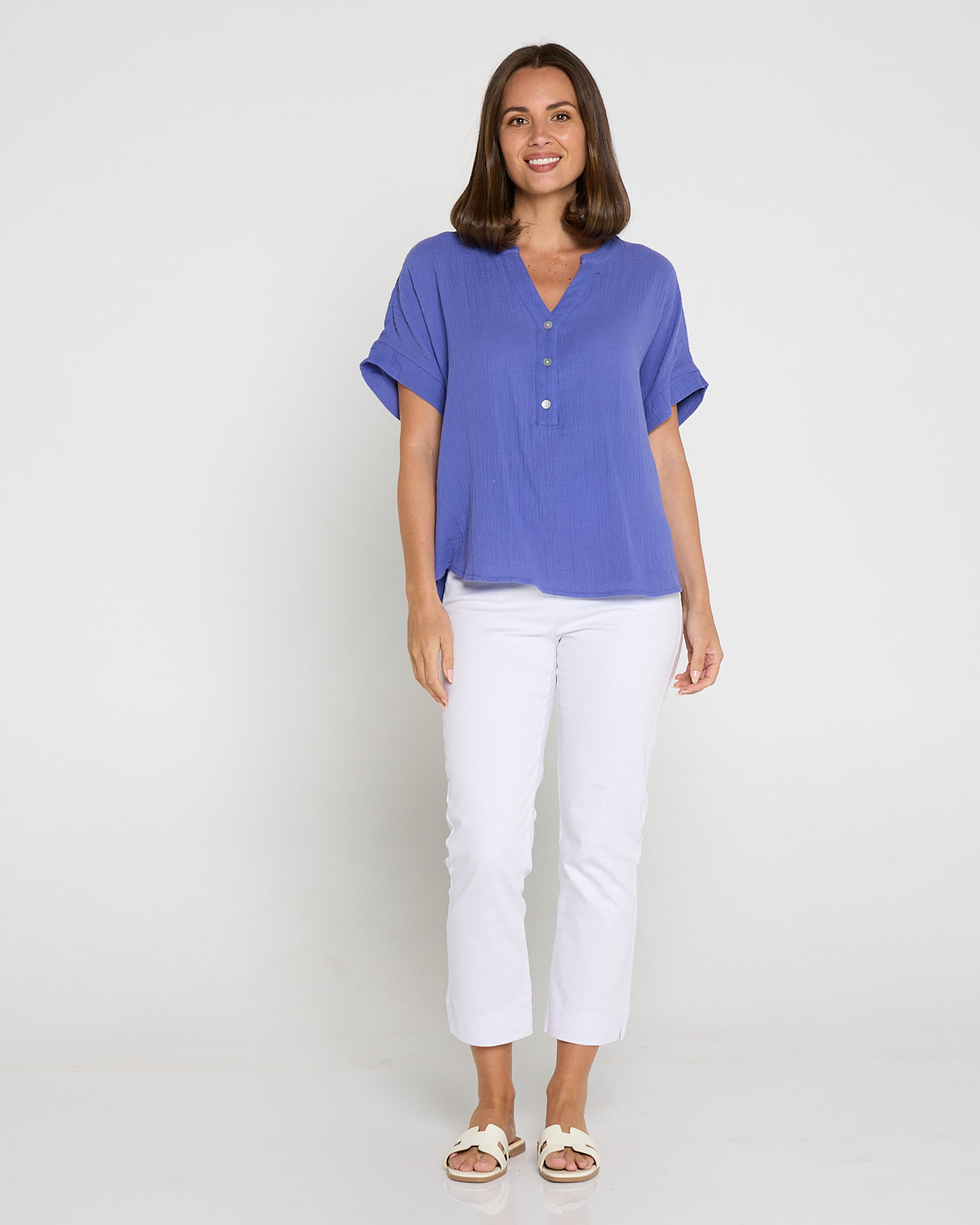 Gracie Cotton Muslin Top - Purple