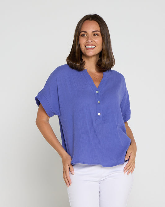 Gracie Cotton Muslin Top - Purple