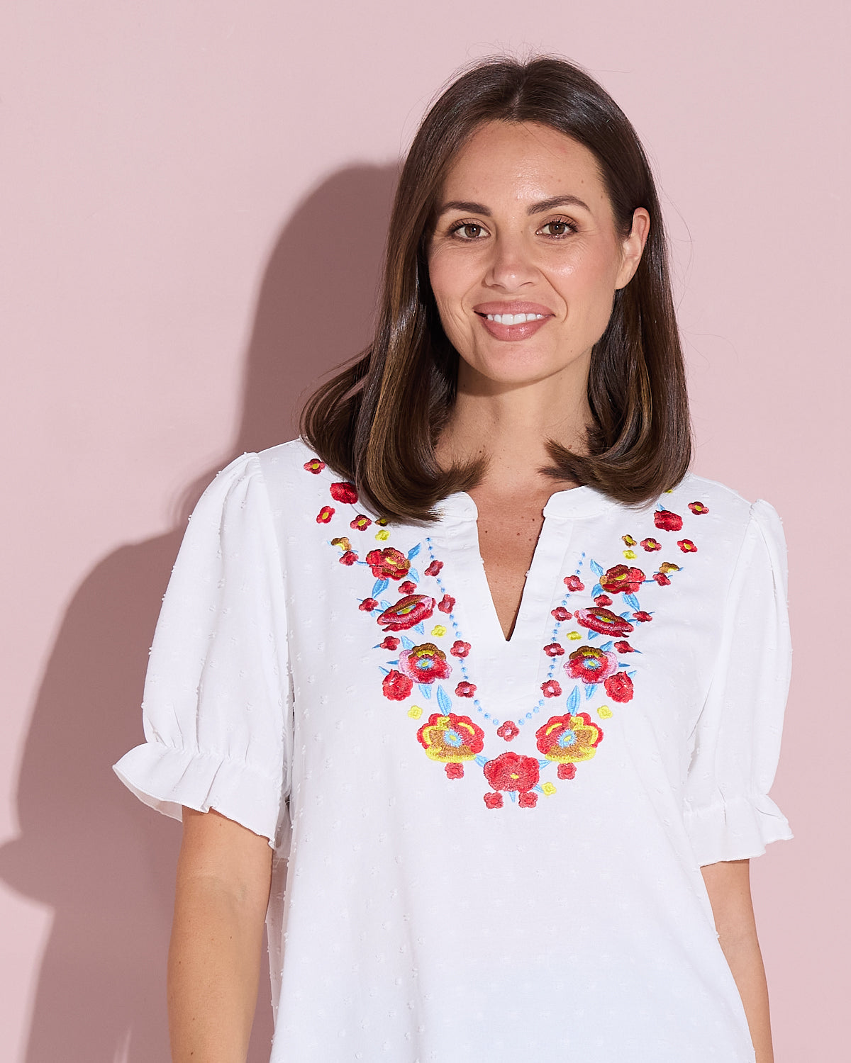 Sierra Top - Folk Floral White